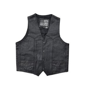 Men's USA Bikers Dream Leather Vest Black Size 42 USA Designed Pockets Lined